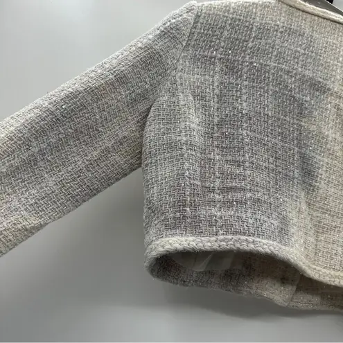 RTR Great Jones Cream Tweed Button Front Tweed Cropped Jacket Sz 10