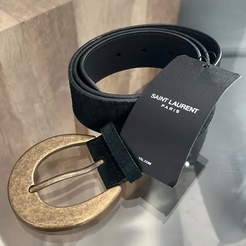 Saint Laurent  Authentic Leather Black Belt EGC.609034.85.1119 Size 85” New w/Tag