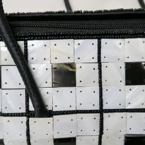 Vintage 80s Mother of Pearl Barrel Bag Black
