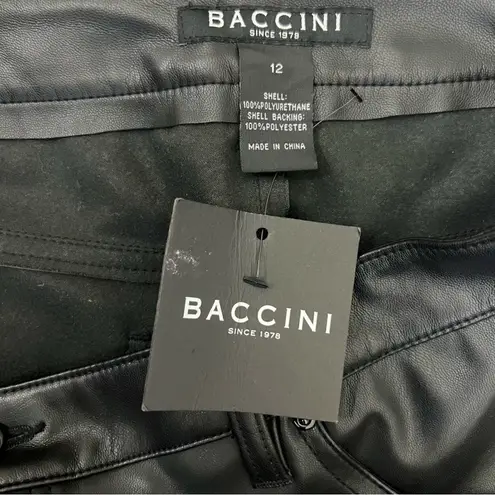 Baccini NWT Pants Womens M Black Faux Leather Straight Leg High Rise Minimalist