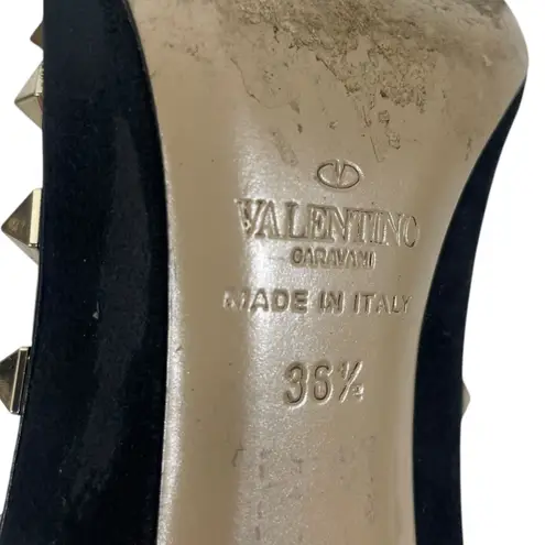 Valentino Garavani Black Rockstud Suede Pointed Toe Pump Size 36.5