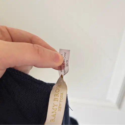 Ramy Brook Tatum Puff Sleeve Sweatshirt in Navy Blue