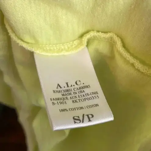 ALC Frank A.L.C. Tie-Back T-Shirt Neon Yellow Short Sleeve Casual Top Size S