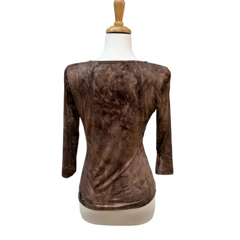 VTG INC Top Med Brown Sequins V Neck Empire Waist Whimsigoth FairyGrunge Stretch