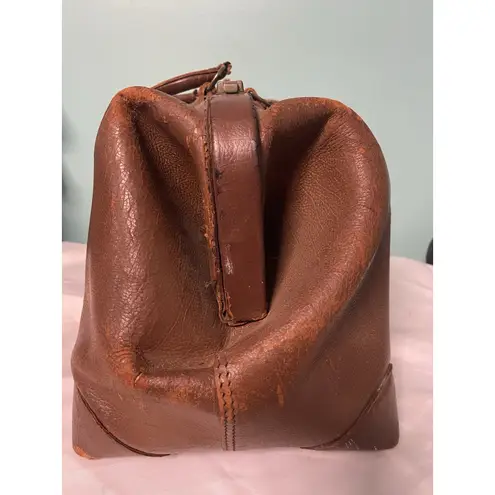 Vintage Leather Doctors Bag With Brass Hardware & Handle