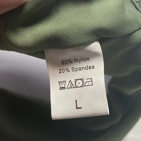 Knot Bikini Top Olive Green Tie Front Swim Top Adjustable Straps Size L Size L