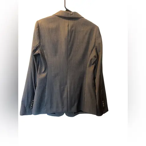 Hugo Boss Jabielle Pinstripe Wool Double Breasted Blazer Gray. Womens size 4