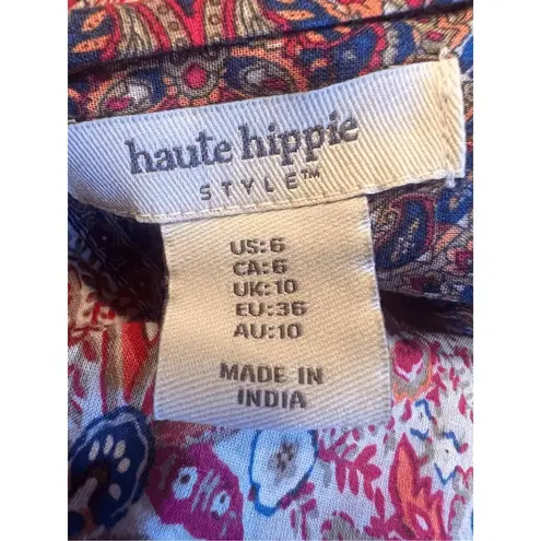 Haute Hippie NWT Boho Fairy Floral Flutter Sleeve Maxi Dress open Back Size 6