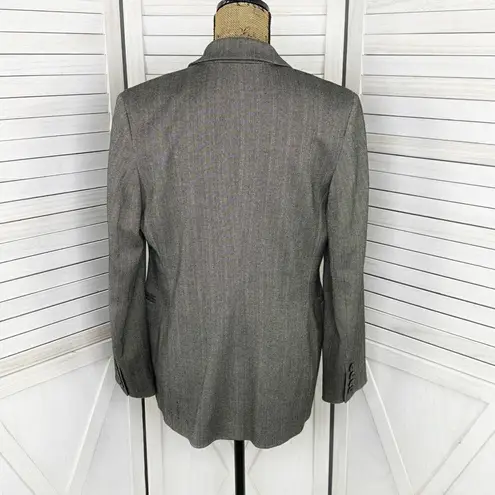 Amanda Smith Herringbone Oversized Blazer Jacket Black Tan 6 Single Breasted