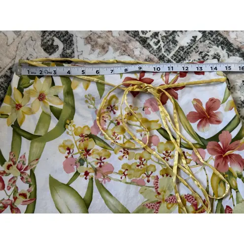 Vintage JOHN PAUL RICHARD Petite Floral Print Midi Skirt with Tie Waist Retro White Size 4