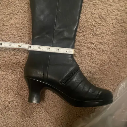 Dansko myra Black Leather Knee High Zipper Heel Boots Womens Size 7.5/8 38