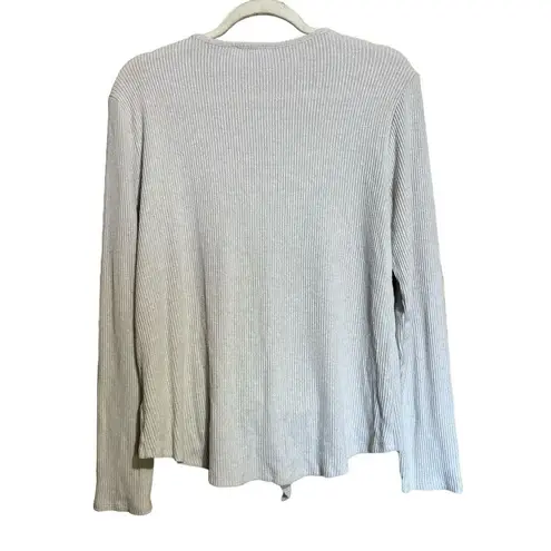 Saturday Sunday Anthropologie Top Womens Large Beige Ribbed Knot Front Blouse