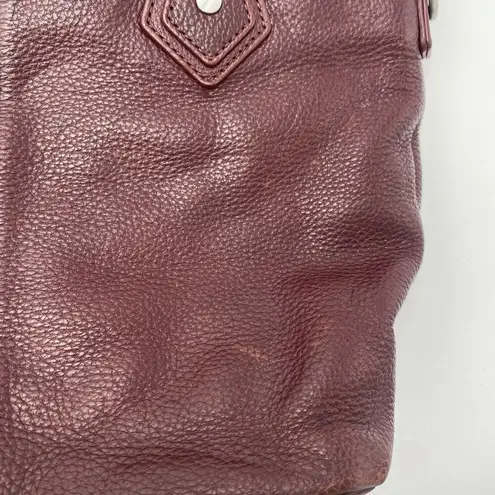 M. London Burgundy Maroon Leather Shoulder Bag Silver Hardware Y2k Red