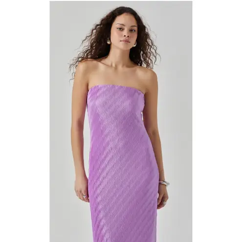 ASTR the Label Plisse Tube Midi Dress Size Small NWT Purple