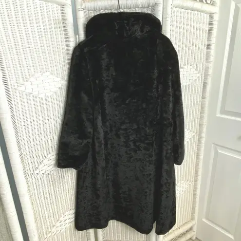 Vintage 80s Black Crushed Velvet Swing Coat Grunge Art Student NYC Drama AS IS Size L