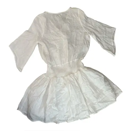 NWT Miou Muse Cotton Gauze Boho Beachy Cover Up Mini Dress | White | L Size undefined
