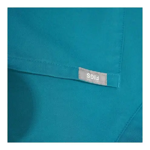 FIGS Catarina One-Pocket Scrub Top V-Neck Shirt Classic Fit Slit Hem Turquois Sm