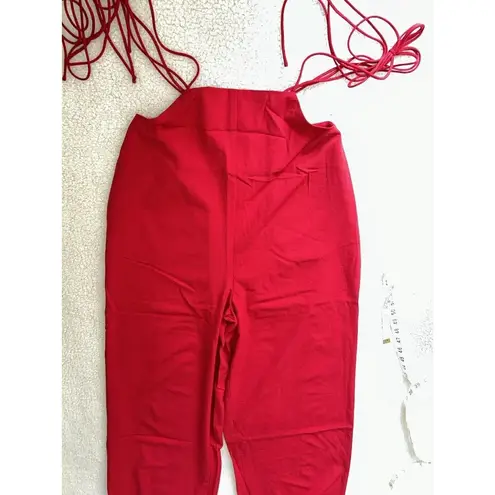 GREY LAB Los Angelos Red Wide Leg Shoulder Tie Pants Size S