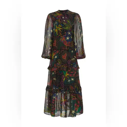 Farm Rio Amazonia Puff-Sleeve Printed Maxi Dress worn by Kelly Clarkson M