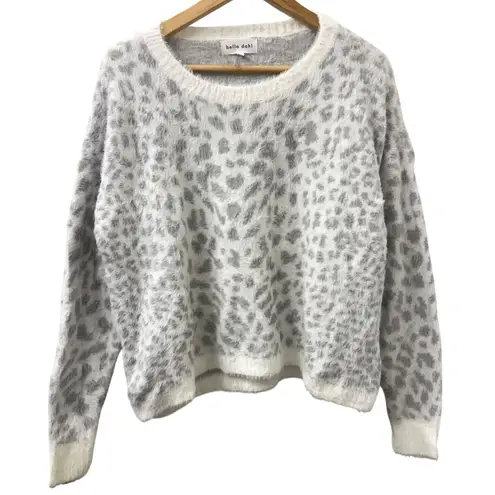 Bella Dahl NWT Medium Gray Titanium Sweater Animal Print Cheetah Fuzzy Soft Cute