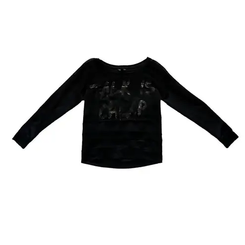 Rock & Republic  Talk Is Cheap Sheer Panel Edgey Top Black Size Medium