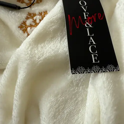 Holiday Fleece Cream Pullover Sweater Women's Sequin Wine Champagne Glass NWT L Size L