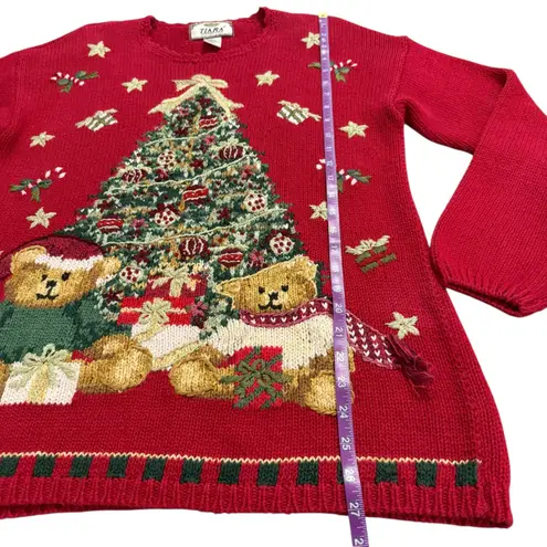 Tiara International VTG Christmas Tree Teddy Bears Beaded Grandma Sweater Small
