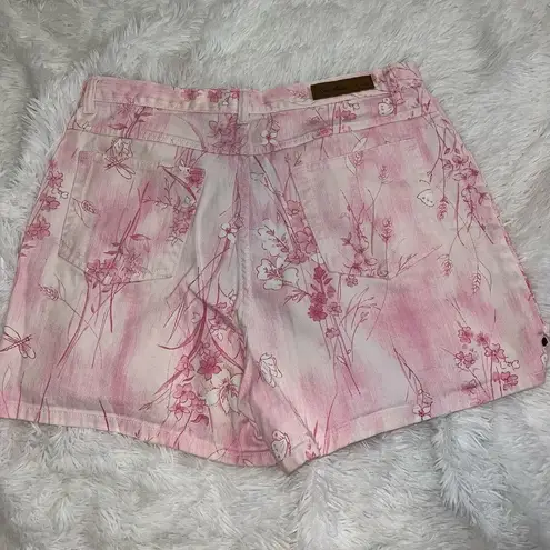 Bill Blass  Vintage Floral Butterfly Print Pink 90’s Mom Short size 14 Y2K