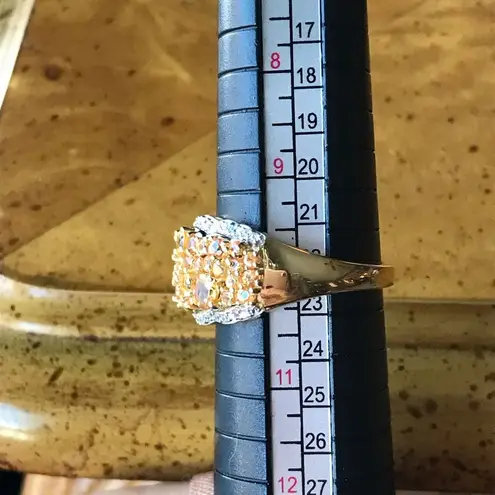 Natural Fanta Garnet Sterling Silver Cocktail Ring Size 10 Gold