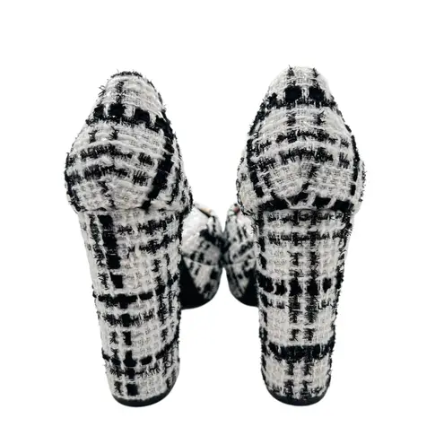 Allegra K NEW Platform Heels Women 8 Tweed Ankle Strap Chunky Block Pump