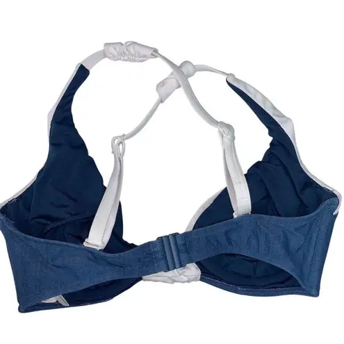 Seafolly Women's Triangle Bikini Top Blue/White Size 12 Wide Strap