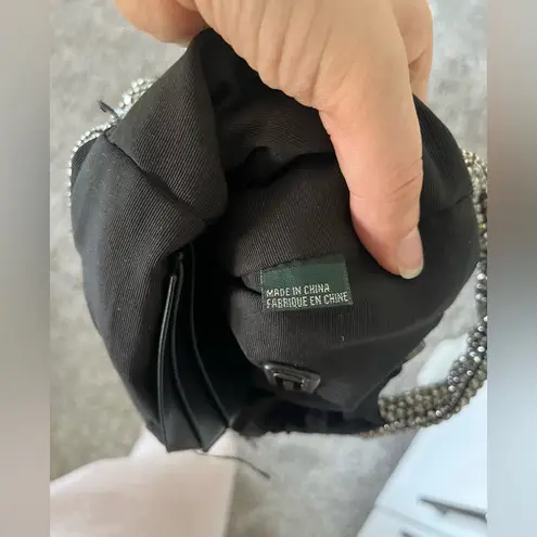 Madison West Silver Rhinestone Bucket/Crossbody Bag One Size