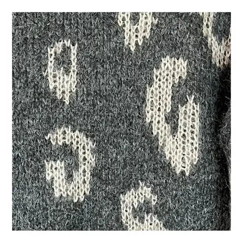 Carole Christian Animal Print Heavyweight Sweater Gray White Women Size Large