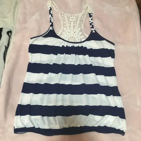 julie's closet Nautical striped racerback top with crotchet, racerback tank, crochet tank top