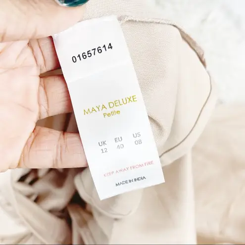 ASOS  Maya Petite Sequin Square Neck Mini Prom Skater Dress in‎ Taupe Blush 8 8P