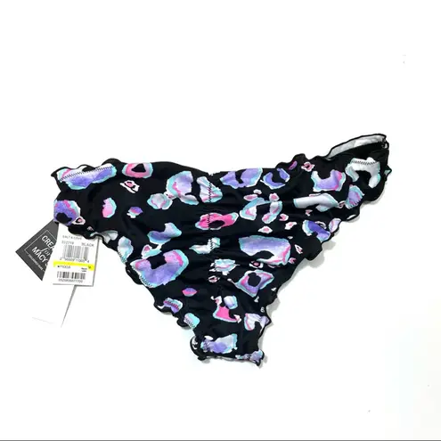 Salt+Cove Leopard Multi ruffles bikini swim bottom Black Size M