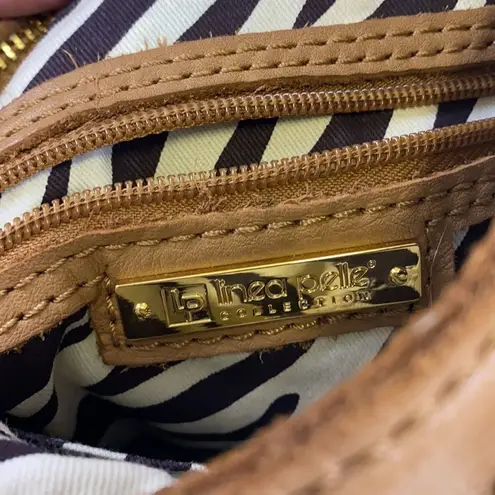 Linea Pelle Tan Cross Body Zipper Purse C9 Tan