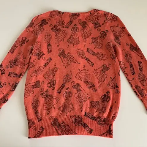 Twelve By Twelve Coral Pink and Black Fashionista Women Print Cardigan Medium