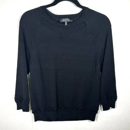 Robert Rodriguez Robert Rodriguez "April" Black Knit Pullover Sweater Ruffled Trim Size M EUC - Image 1
