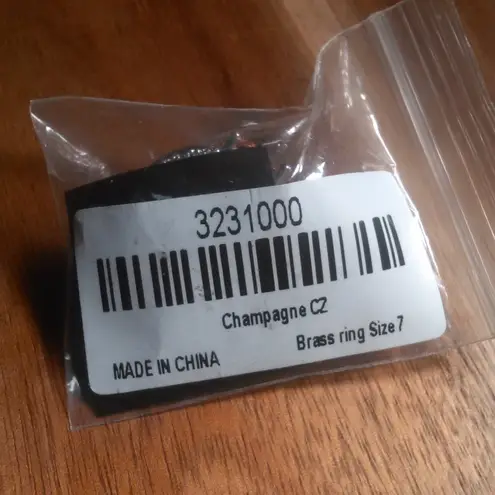 Simulated Champagne Color and White Diamond Brass Ring (Size 7)