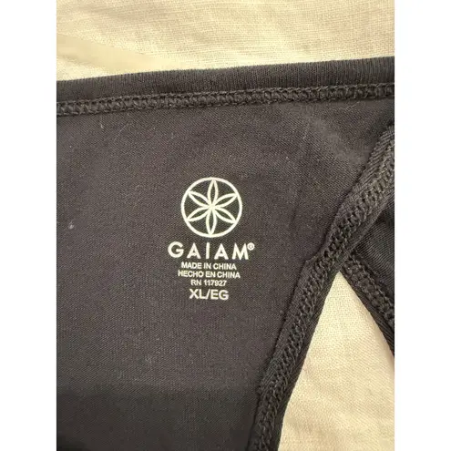 Gaiam NWT Haven Long Sleeve Tee Shirt With Metallic Graphic Black Women Size XL