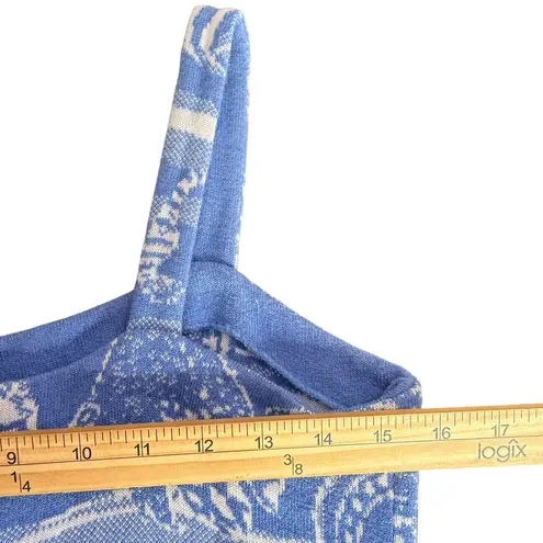 St. John Collection Knit Dress Blue Sleeveless Beach Nautical Seashells Size 2 4