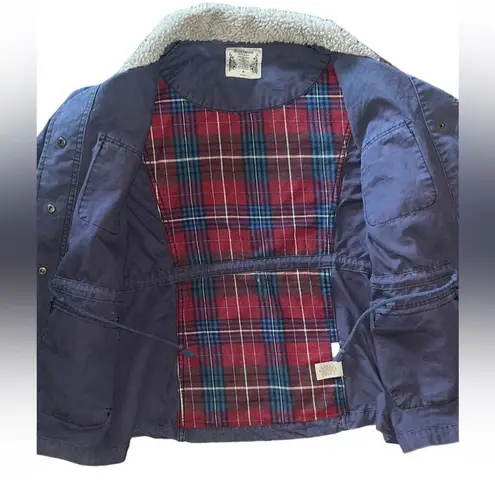 Ruff Hewn Coat Girls Size Medium Navy Blue Barn Chore Coat Button Down Rugged