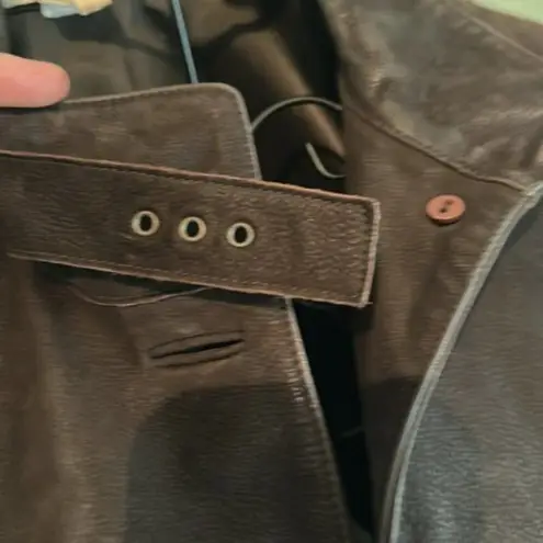 Helmut Lang Brown Distressed Dried Leather Coat Jacket L