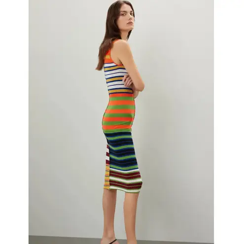 Marni Dress Womens X Small Orange Striped Patchwork Midi Wool Coastal Preppy Size XS