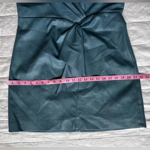 Rebecca Taylor Blue Vegan Leather 3/4 Sleeve Twist Wrap Mini Dress Classy - 16