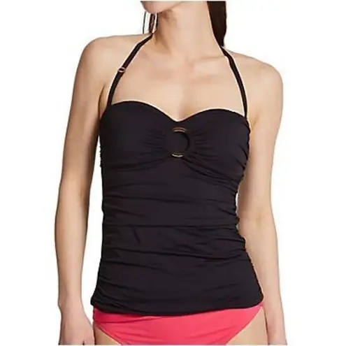 Bleu Rod Beattie draped ring me up black bandini swim top 6 NWT