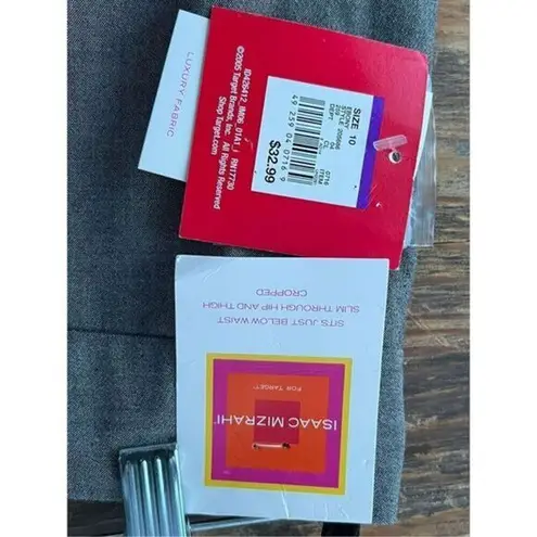 Isaac Mizrahi B6 Women's Ebony Slim Cropped Pants Gray Size 10 NWT