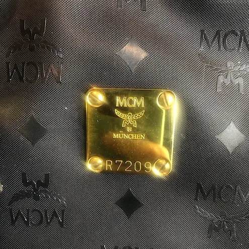 MCM VINTAGE Black Visetos Boston Top Handle Hand Bag MADE IN GERMANY