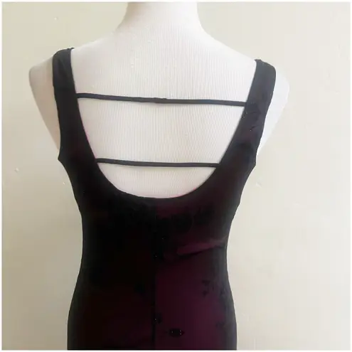 Byer Too Whimsygoth Midi Dress Mesh Black Overlay Pink Underlining Size Small